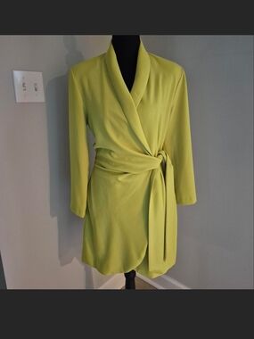 Zara Lime Green Wrap Mini Dress with Side Tie